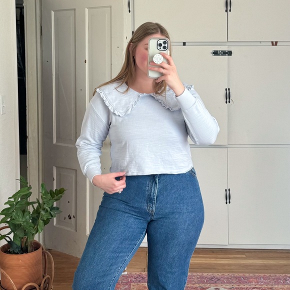 Universal Thread Light Blue Ruffle Sweatshirt - Picture 3 of 5